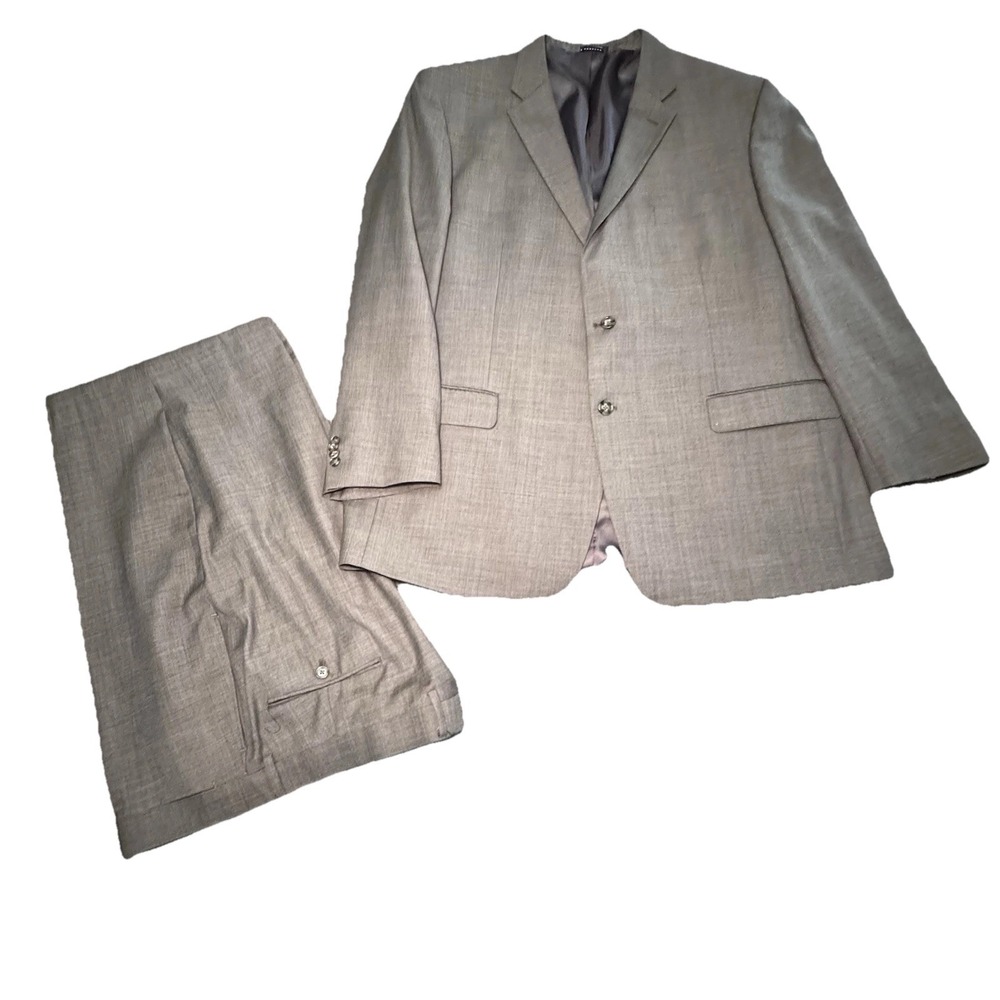 Tommy Hilfiger Men's Suit 42.5R Modern Fit Stretch Wool Gray  43Wx 31.5L 2 Piece